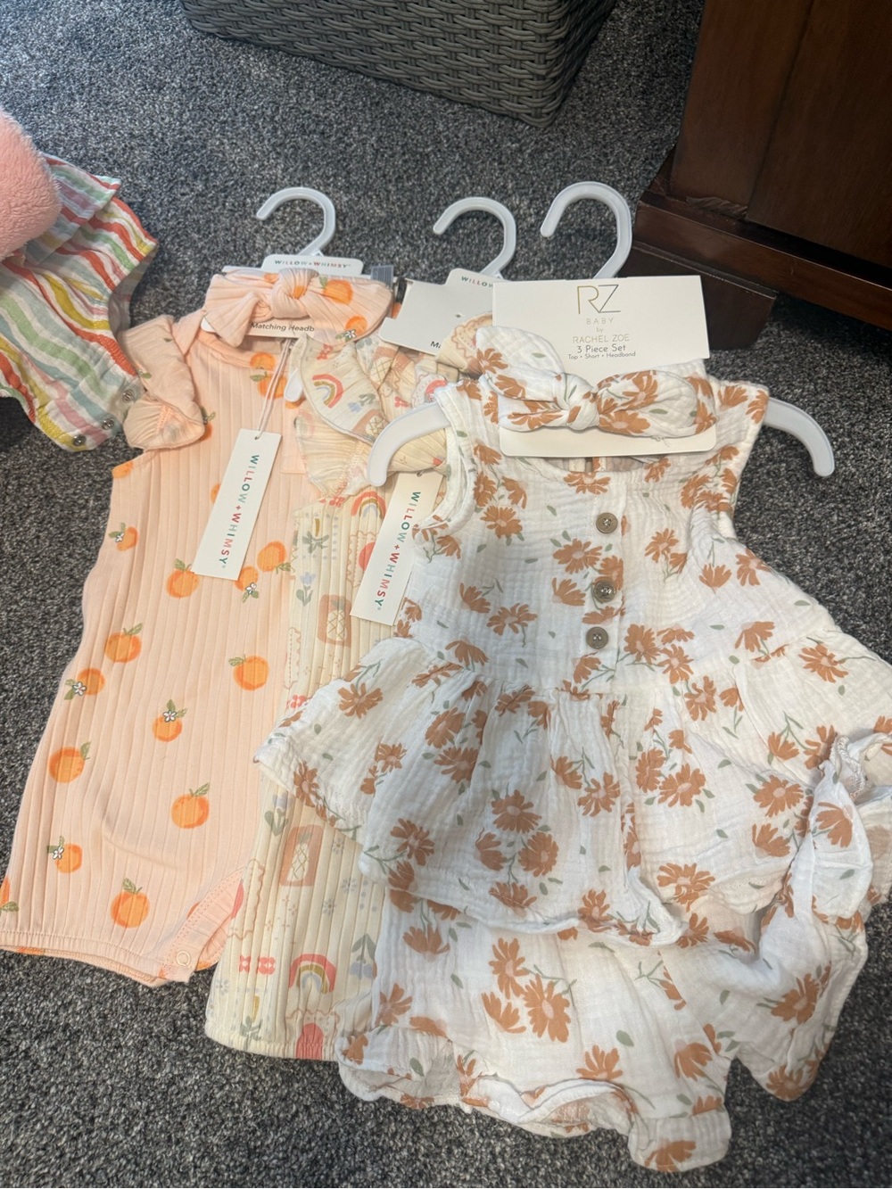 Peach & Cream Floral Baby Romper Set